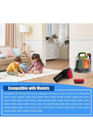 Lemestar Ev Temizliği Fırçası Seti - 2 Adet Abs Nylon, Koltuk Halı Araç Koltuğu Temizleme, Kolay Kurulum Kırmızı