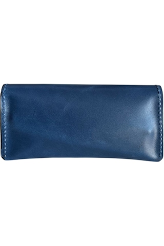 Lnderi Gerçek Deri Gözlük Kılıfı - Deri Güneş Gözlüğü Kabı Mavi