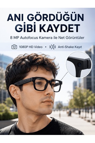 3 Lensli Akıllı Kamera Gözlüğü Aı Görüntü Tanıma Çoklu Dil Çeviri