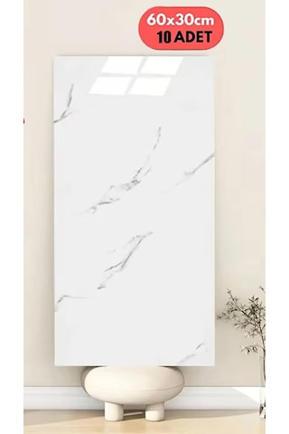 10 Adet 60x30 Pvc Esnek Duvar Paneli Açık Gri - Beyaz