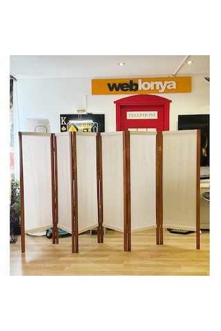 Ahşap Paravan Seperatör 6 Kanatlı Ara Bölme Dekoratif 5396