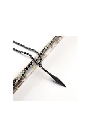 Ok Ucu Siyah Erkek Kolye Çelik Takı Aksesuar K24 T5