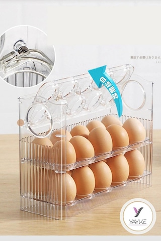 Yayke Yumurtalık 3 Katlı 30'lu Yumurta Rafı Saklama Kabı Yumurta