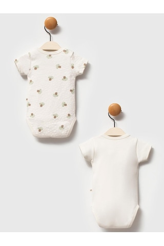 Moi Noi Baby Moi Noi 2li Baskılı Çıtçıtlı Badi - Ekru