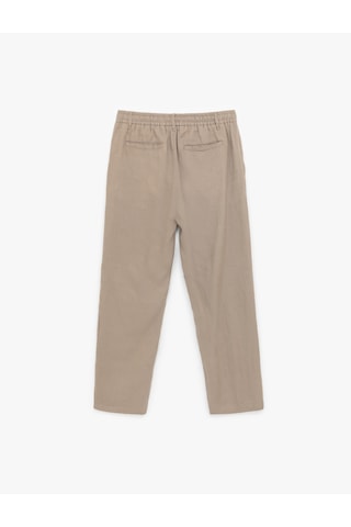 Koton Beli Bağcıklı Düğmeli Keten Pantolon Vizon 5sam40193hw