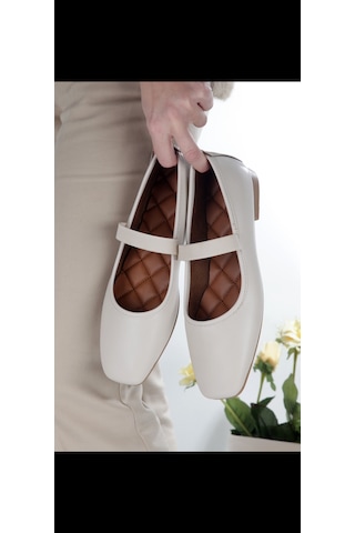 Meyoushoes Lastikli Babet Ayakkabı Açık Bej 40 Kahverengi