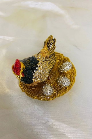 Feng Shui Ejderha Yılı Koruyucu Bereket Zenginlik Sembolü Altın Yumurtlayan Tavuk Swaroski Taşlı