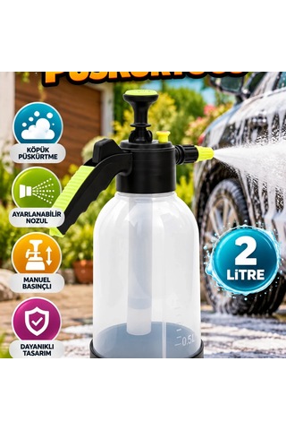 2 Litre Manuel Basınçlı Köpük Püskürtücü Ayarlanabilir Nozullu Yıkama Şişesi
