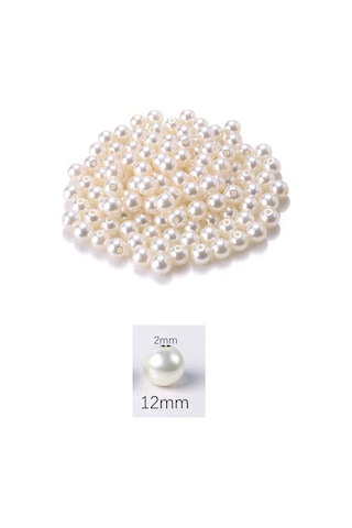 1.000 Gram 1 Kg. 12mm Krem Renk Plastik İnci Boncuk Çanta Ve Ta