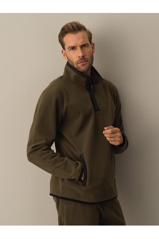 Xint Haki Regular Fit Dik Yaka Polar Sweatshirt 300276