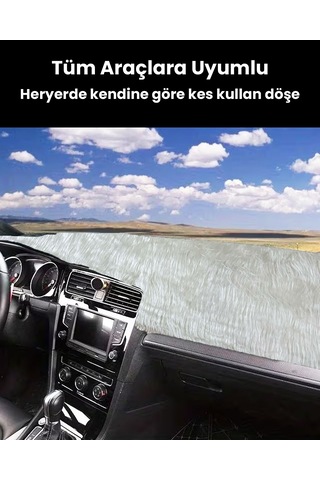 Pelüş Torpido Koruma Örtüsü Uzun Tüylü Beyaz