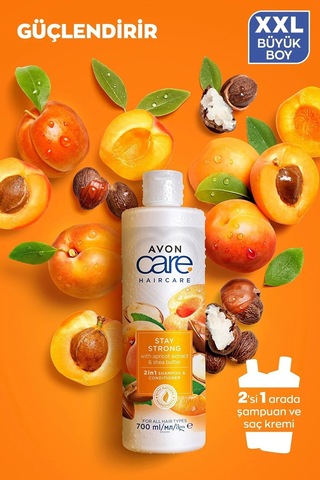 Avon Care Avakado +  Aloe Vera + Kayısı Özü İçeren Şampuan ve Saç Kremi 3 x 700 ML