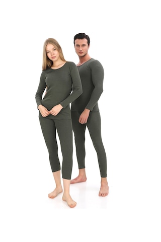Sauna Suit Unisex Kışlık Termal Içlik, Sıcak Tutan Pamuklu Yakmayan, Haki Termal Takım, Termal Fanila Iclik Haki