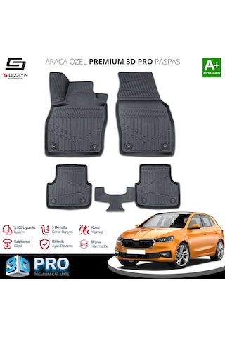 Skoda Fabia 4 3d Pro Havuzlu Paspas 2021 Üzeri A+ Kalite