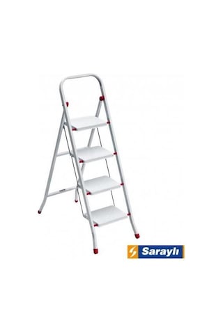 Saraylı Pratik Metal Merdiven Beyaz 4 Basamaklı