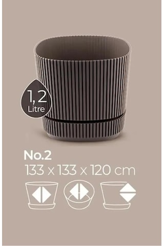 Omnipazar Krs-242 Pera Kare Dekoratif Kaktus Sukulent Saksı 1,20 Litre No 2 Kahverengi