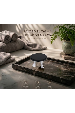 Lavabo Su Taşma Yüzüğü - Mat Siyah Üniversal Paslanmaz