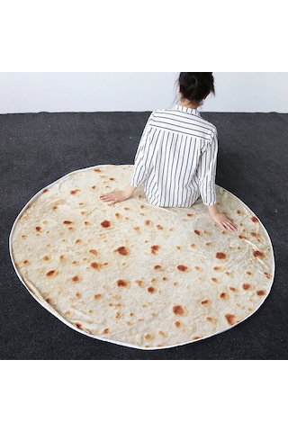 Suofeng Meksika Tortilla Desenli Koltuk Yatağı Battaniye, Gevrek Lezzetli Görünüm, 120cm Çap, Yumuşak Ve Isı Sağlayıcı Diğer