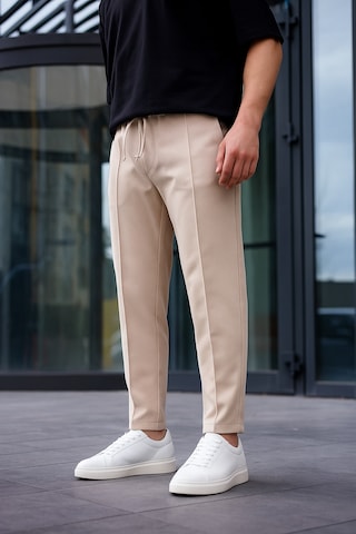 Erkek Vizon Renk Esnek Likralı Fermuar Detaylı Jogger Pantolon-1805 Vizon