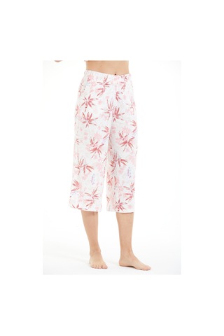 Lılac Kadın %100 Viskon Çiçek Desenli Pijama Altı Capri Bej-pudra Pembe Bej-pudra Pembe