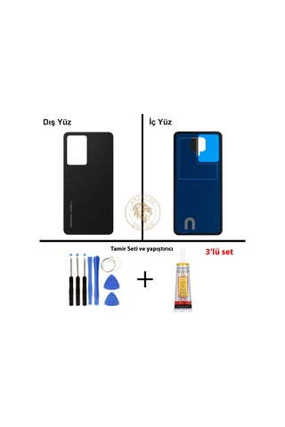 General Mobile Vida Seti + Yapıs Tırıcı 24 Pro Siyah Yapıs Tırıcı B-7000 Yapıştırıcı Vida Seti Arka Kapak Arka Cam Batarya Kapağı Lazer Kesim Kapak Pil Kapağı Back Cover Çok Renkli