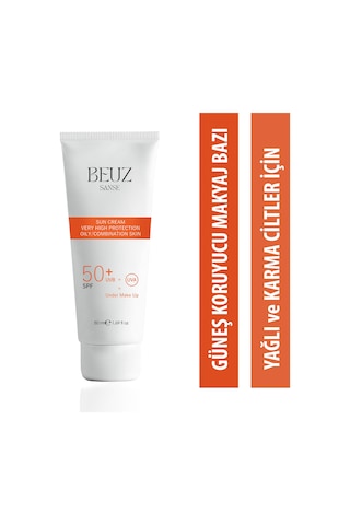 Beuz Sanse Yağlı ve Karma Ciltler için Çok Yüksek Korumalı Güneş Kremi & Makyaj Bazı SPF50+ 50 ML
