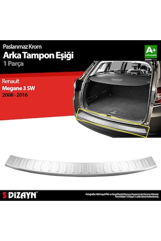 S-dizayn Renault Megane 3 Sw Krom Arka Tampon Eşiği 2008-2016