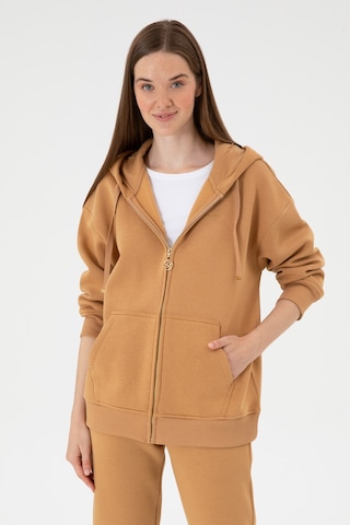 U.S. Polo Assn. Kadın Camel Şardonlu Kapüşonlu Sweatshırt 50314130-VR015