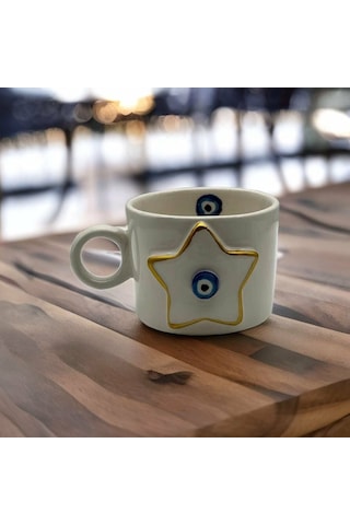 Altın Yaldız Yıldız Nazar Fincan Mug