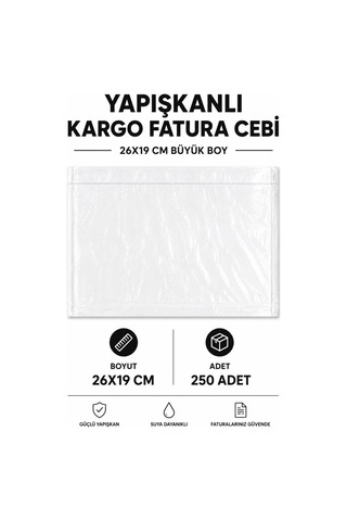Northcity 26x19 Cm Büyük Boy Yapışkanlı Kargo Fatura Cebi 250 Adet