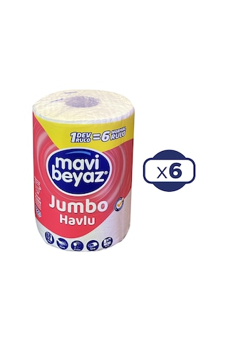 Mavi Beyaz Dev Rulo Jumbo Havlu 6'lı