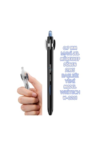 0.7 Mm Mavi Jel Mürekkep Dönen Stres Başlığı Yeni Model Writech W-0201 Siyah Çok Renkli