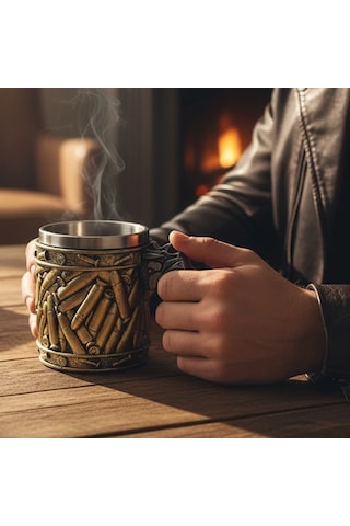 3d Mermi Desenli Metal Kupa Bardak Tabanca Saplı Tasarım Diğer
