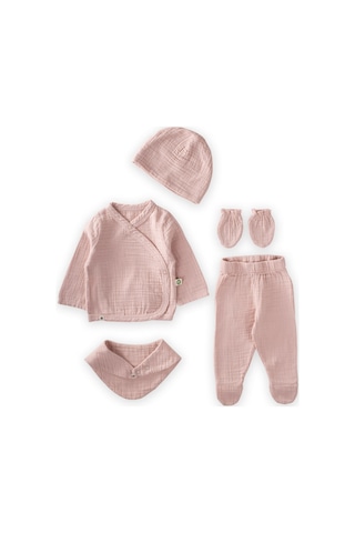 Cigit Organik Hastahane Çıkışı Bebek Takımı 0-3 Ay Pudra Pembe Pudra Pembe