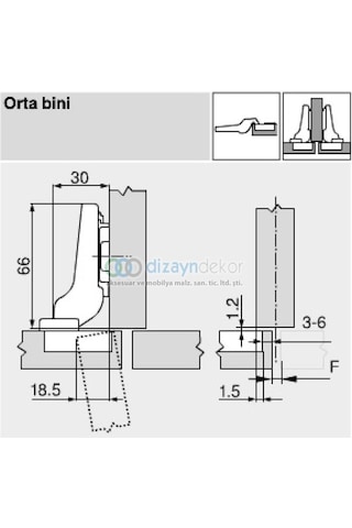 Blum Frenli Klip Yarım Deve Menteşe 75b1650 + 173l6100