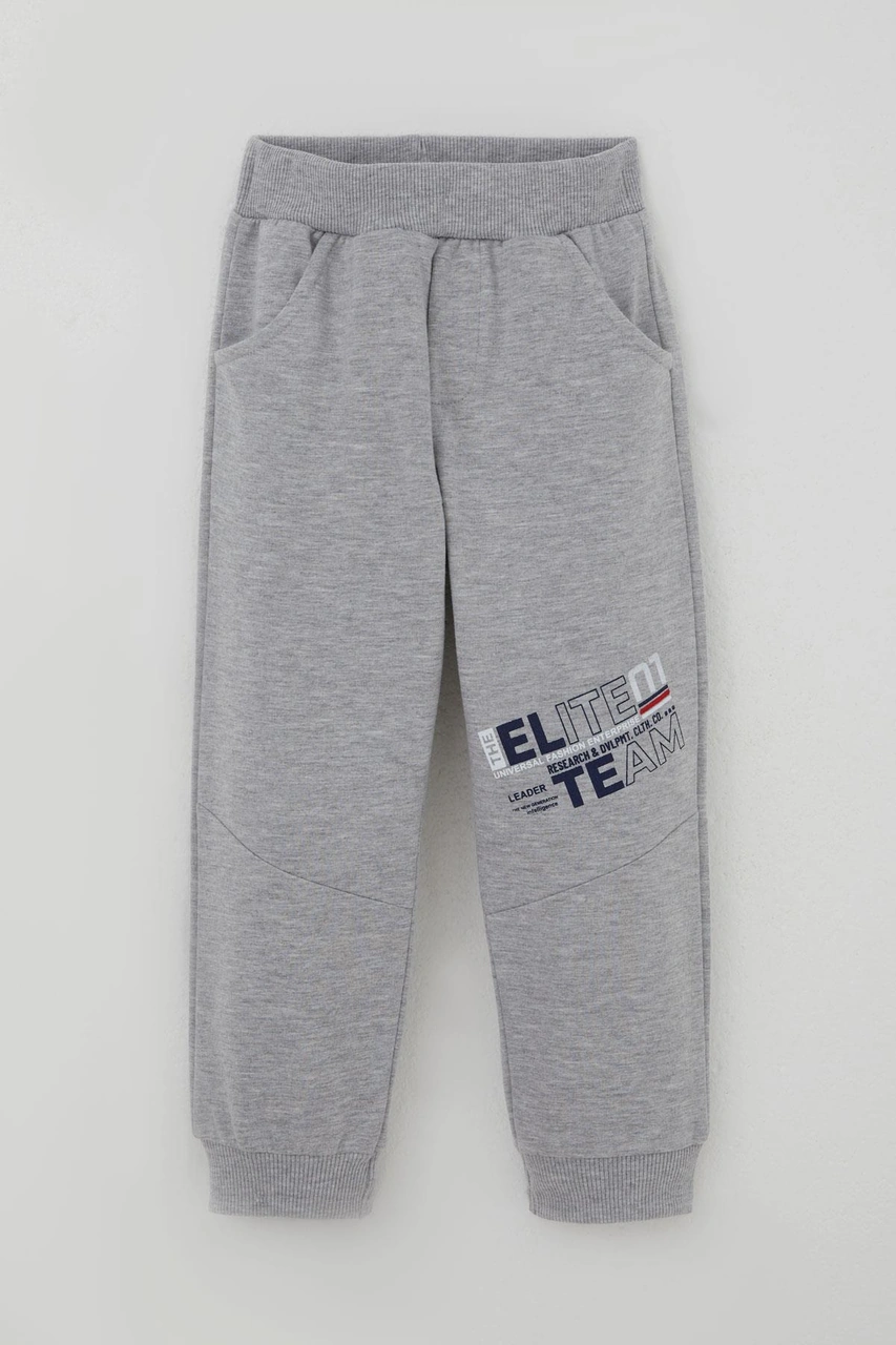 Breeze Erkek Çocuk Eşofman Takımı Yazı Baskılı Kolları Renk Bloklu 3-7 Yaş, Gri Melanj Gri Melanj