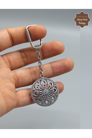 Ay Yıldız Model 925 Ayar Gümüş Oksitli Telkari Anahtarlık 201025157 Gümüş