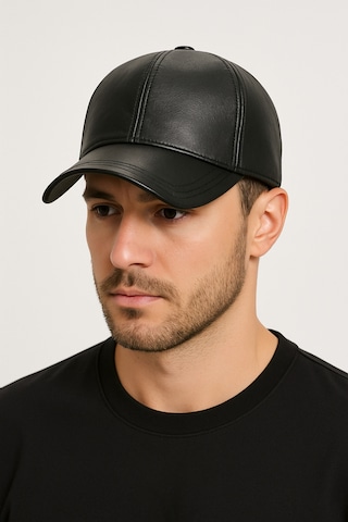 Hmo Store Siyah Hakiki Deri Şapka Siyah
