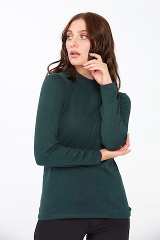 Desen Triko Kadın Likralı Uzun Kol Basic Yarım Balıkçı Bluz 0240016 Nefti Nefti