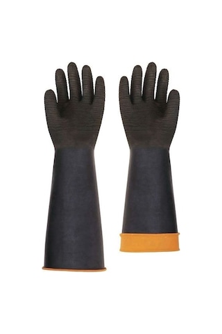 Vento H2-60 Kauçuk Siyah Tırtıklı Asit Eldiveni 60 CM - 1 Çift