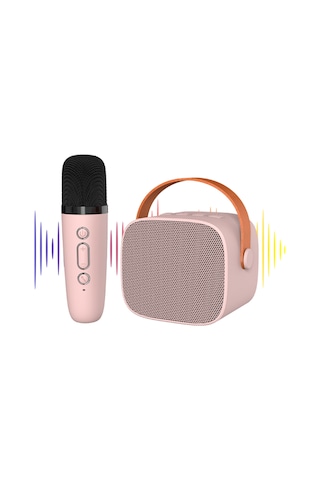 Springsun P2 Modeli Pembe Tek Mikrofonlu Kablosuz Bluetooth Hoparlör - Karaoke İçin Echo Efekti Ve 6w Güçlü Ses