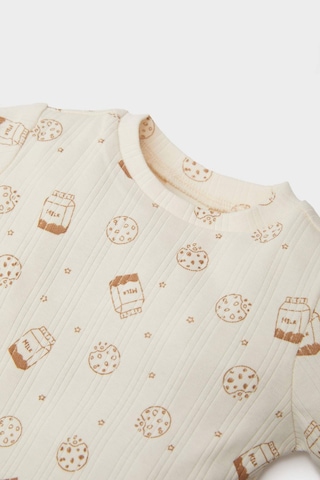 DeFacto Erkek Bebek 2'li Takım Fitilli Kaşkorse Baskılı Uzun Kollu Çıtçıtlı Body Esnek Belli Uzun Alt E6303A525SPER233 Ekru