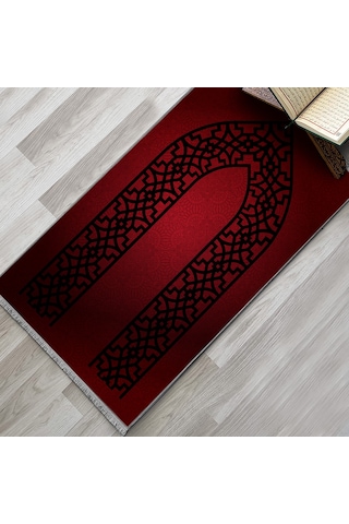 Evaşk Namazlık Dokuma Halı Kaymaz Muslumana Seccade 80 x 130 KIRMIZI EVAŞK405B66
