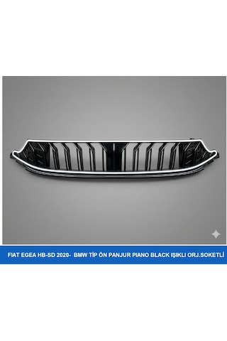 Fiat Egea Ön Panjur 2020+ Bmw M Dizayn Led Li Piano Black Soketli Siyah - Siyah