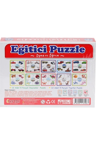 7196 Çark Puzzle Hayvanlar Taşıtlar 60 Parça