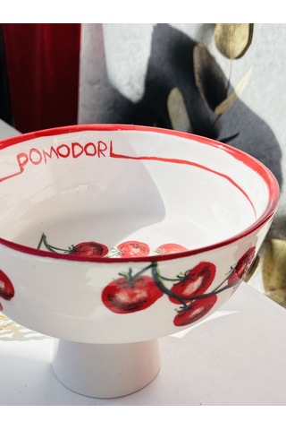 Pomodori Domates Desenli Seramik Meyvelik 20 Cm Çok Renk