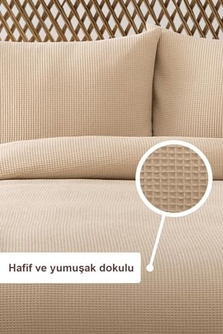Waffle Çift Kişilik Pike Seti Bej 200x220 Cm Genel