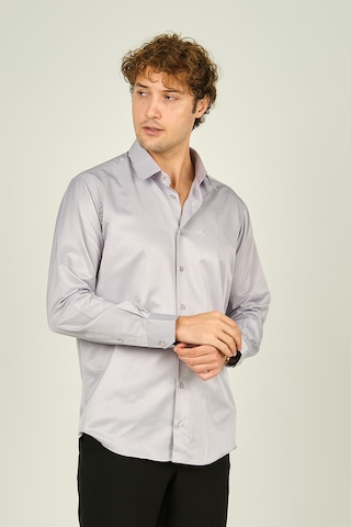 Figs Erkek Slim Fit Uzun Kollu Pamuklu Parlak Kumaş Gömlek 0013 Lila Lila