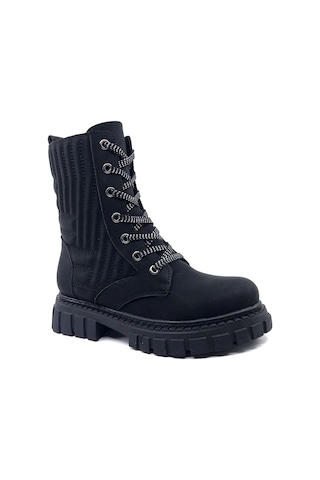 Sema Siyah Zümrüt Kauçuk Taban Kız Çocuk Fermuarlı Bot Siyah