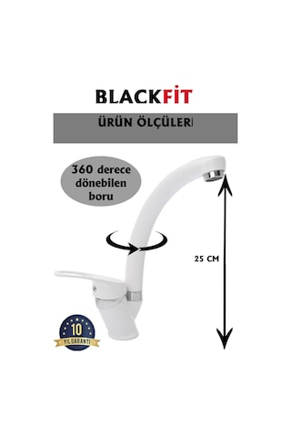 Beyaz Mix Eviye Bataryası Çift Su Girişli Aç Kapa Mutfak Bataryası Beyaz